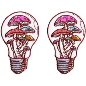 2Pcs Mushroom Bulb Logo Iron On Sew On Highend Embroidered_1