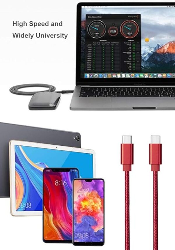 Cable USB C a USB C RoFI 2 unidades de 10 pies 60 W de_4