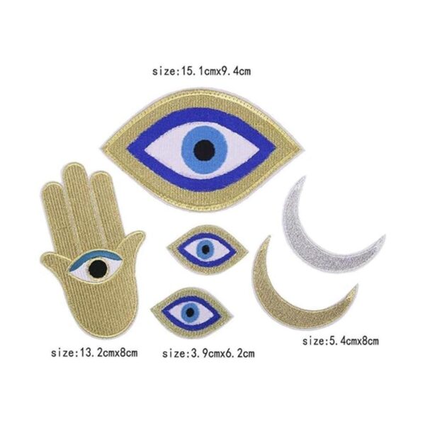 Parches de tela bordados para planeta de luna con ojos