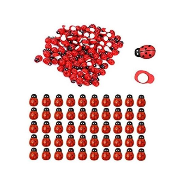 KDDOM 100 piezas de mariquita de madera autoadhesivos para_1