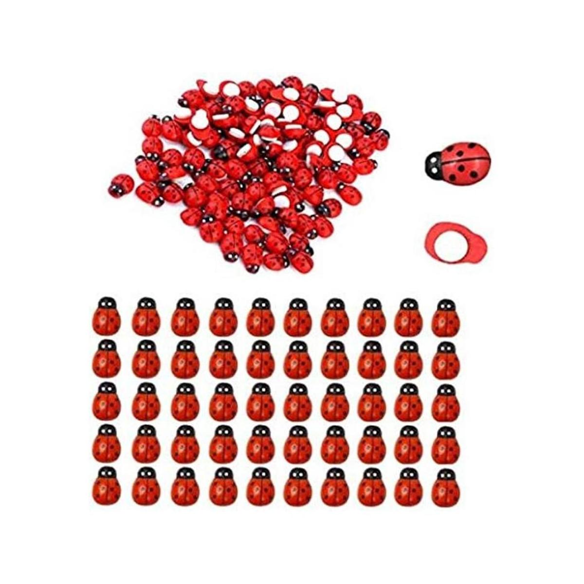 KDDOM 100 piezas de mariquita de madera autoadhesivos para