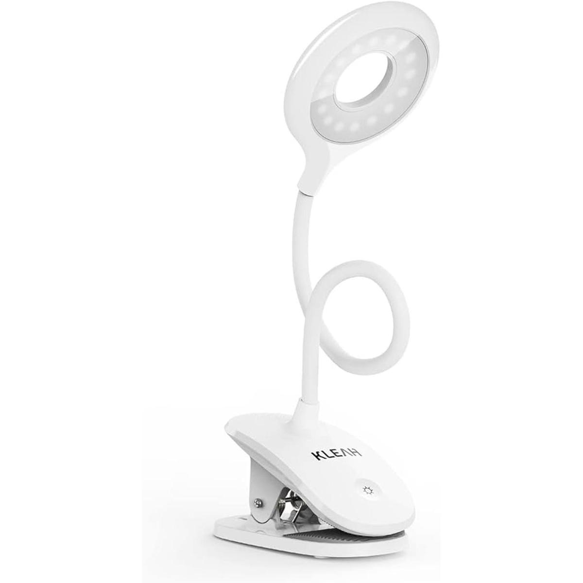 KLEAH Lámpara de sujeción recargable con clip para cama y