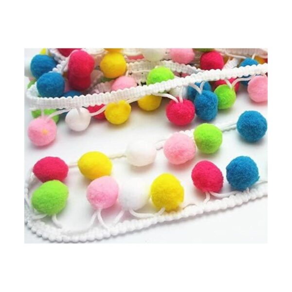 Dandan DIY Cinta colorida de 0.591 in con pompones y_2