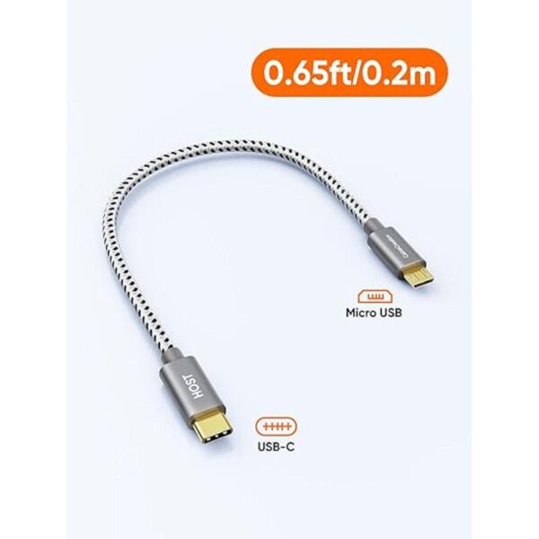 Cable corto micro USB a USB C de 0.65 pies CableCreation_2