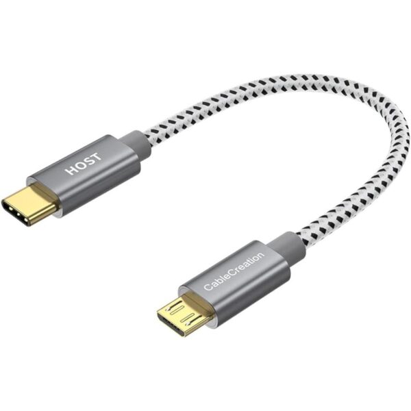 Cable corto micro USB a USB C de 0.65 pies CableCreation_1