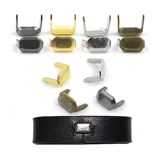 bluemoona 100 Pcs Soporte de Latón Staple Piel trabillas_1