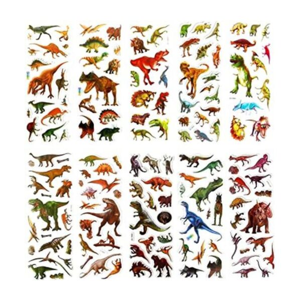 20 hojas de calcomanías realistas de dinosaurio para