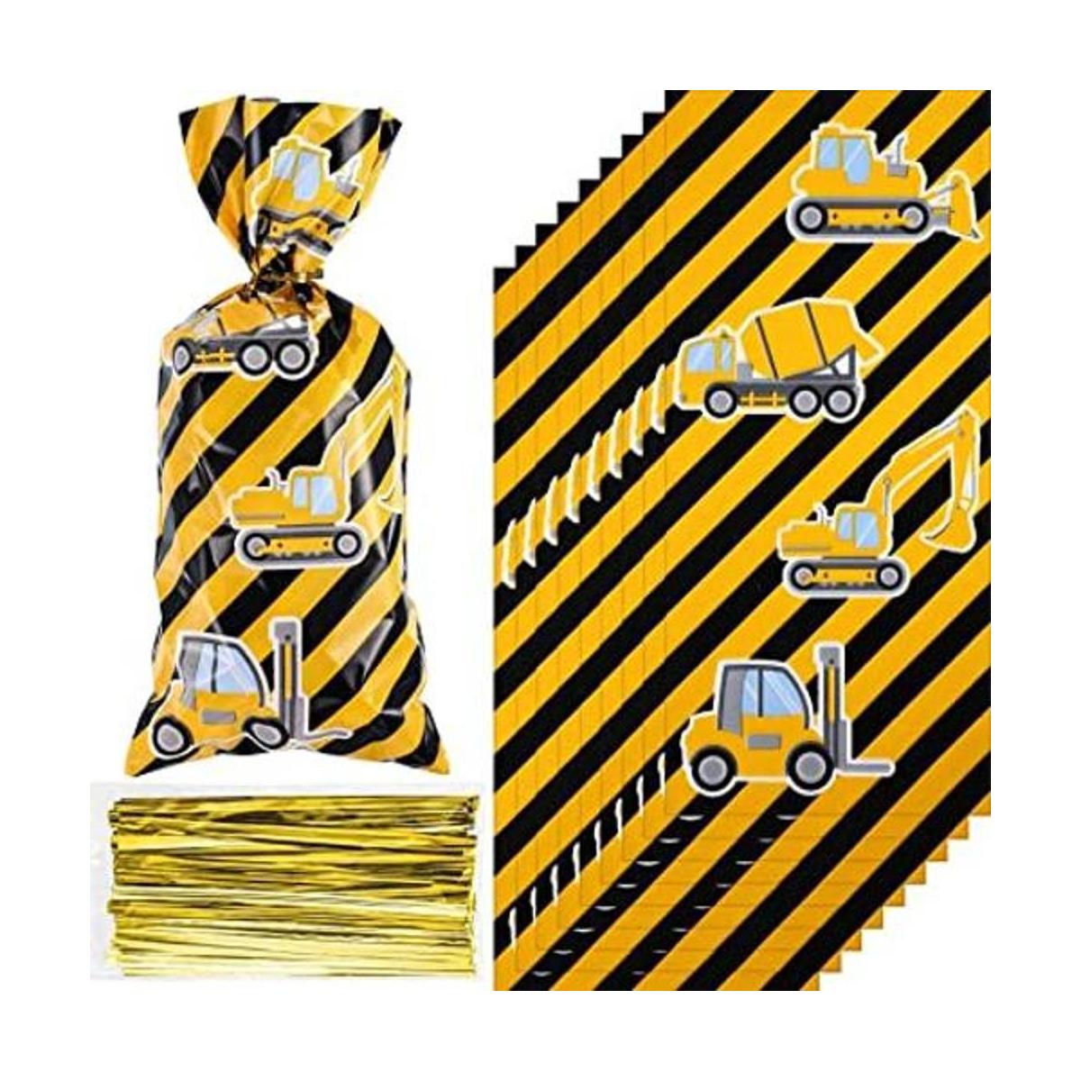 100 bolsas de celofán con temática de construcción bolsas