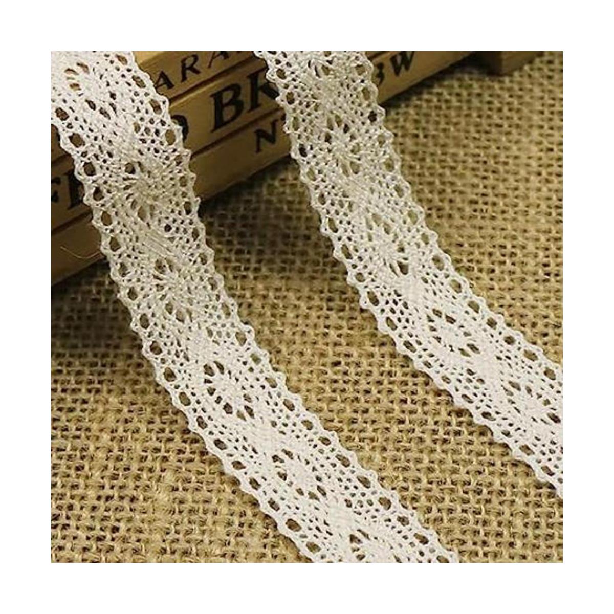 Takemay Cinta de encaje de algodón ribete de encaje beige