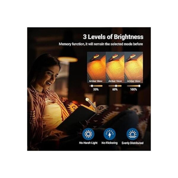 DEWENWILS Luz de lectura de libros ámbar luz recargable