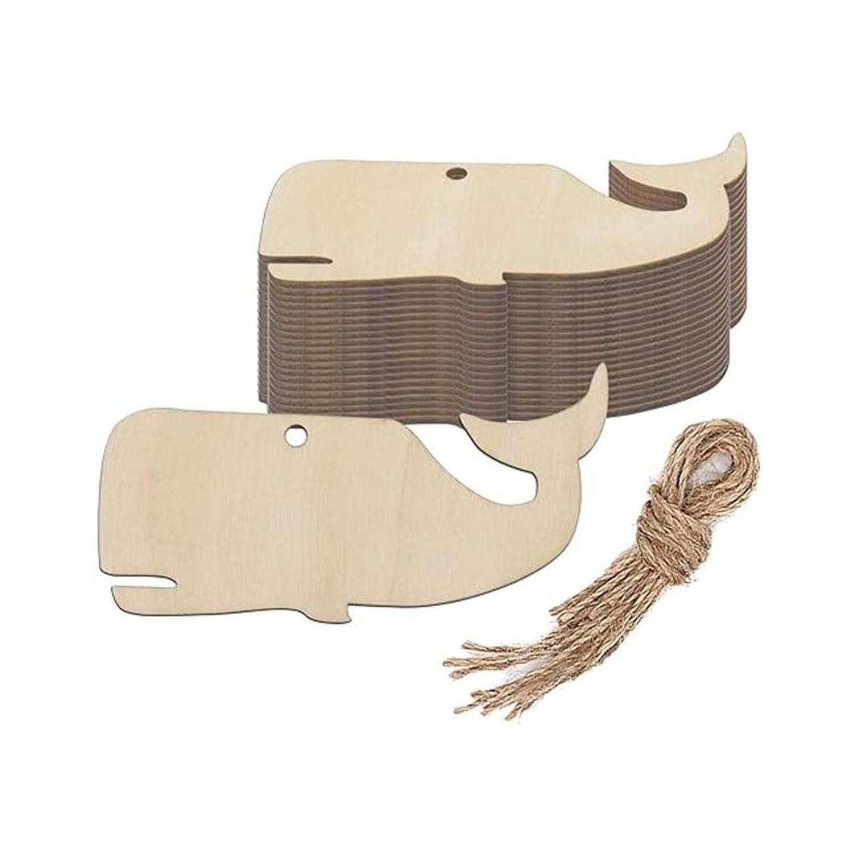 Adornos colgantes de madera de ballena con forma de