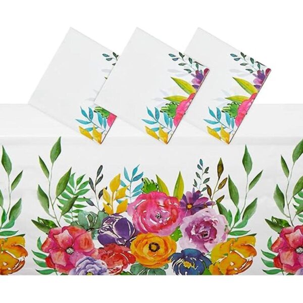 Paquete de 3 manteles de plástico florales para bodas_1