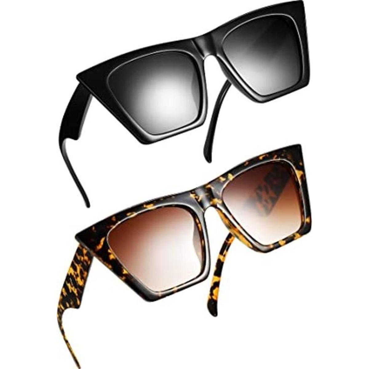 2 pares de lentes de sol cuadrados vintage para mujer con