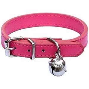 Collares de piel rosa para mascotas para gatos_1
