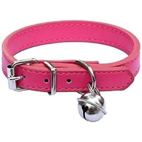 Collares de piel rosa para mascotas para gatos_1