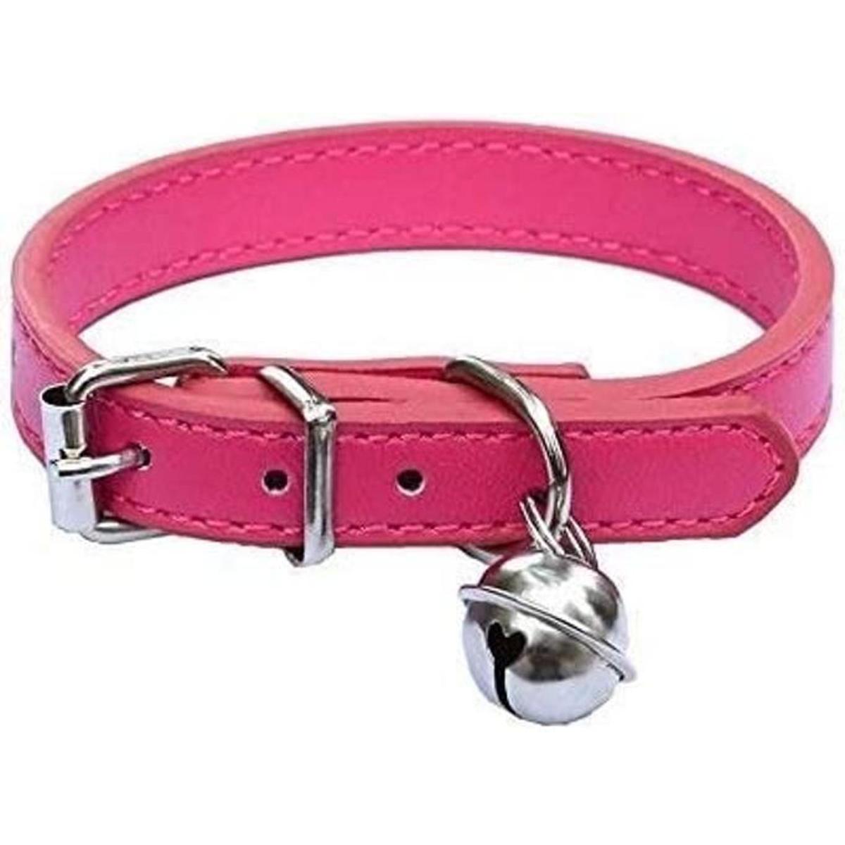 Collares de piel rosa para mascotas para gatos