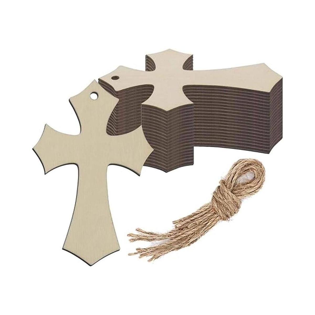 Adornos de madera con forma de cruz para colgar en forma