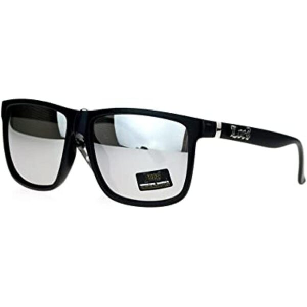 Locs Mirrored Lens Gangster Gafas de sol rectangulares de_1