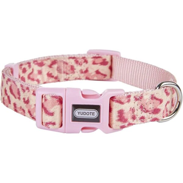Petiry Elegante collar de leopardo rosa para perro tela_1