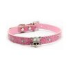 Pimaodog Collar de piel con diamantes de imitación de_1