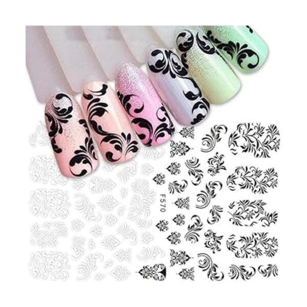 Calcomanías de uñas de flores 3D autoadhesivas con_6