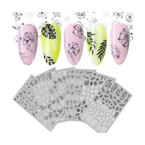 Calcomanías de uñas de flores 3D autoadhesivas con_1