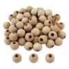 Aqueens 100 cuentas de madera natural de 0.630 in sin_1