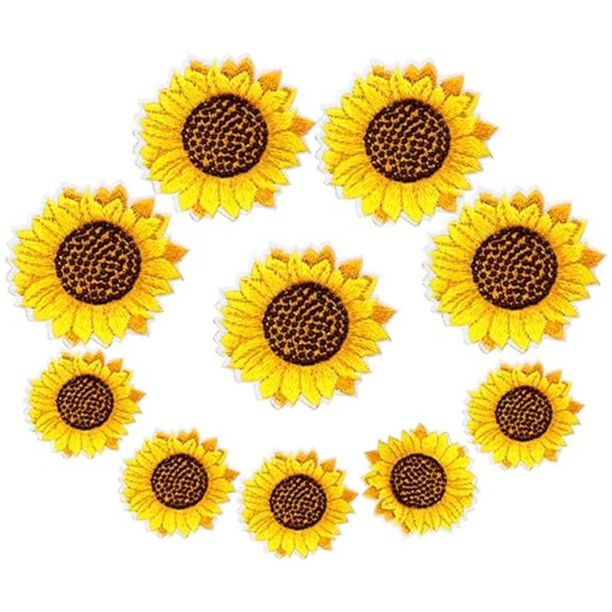 Parches bordados de girasol JKJF para coser o coser para