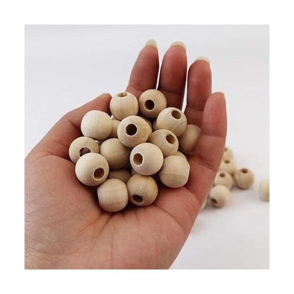 Aqueens 100 cuentas de madera natural de 0.630 in sin_4