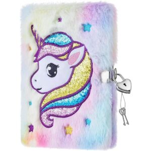 Cuaderno de unicornio de felpa diario brillante diario_1