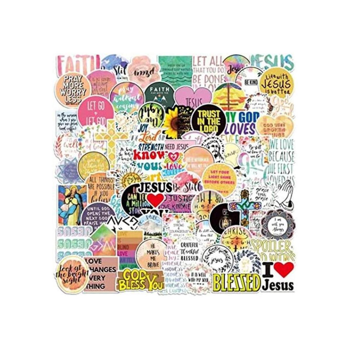 100 calcomanías cristianas de Jesús versículo de la