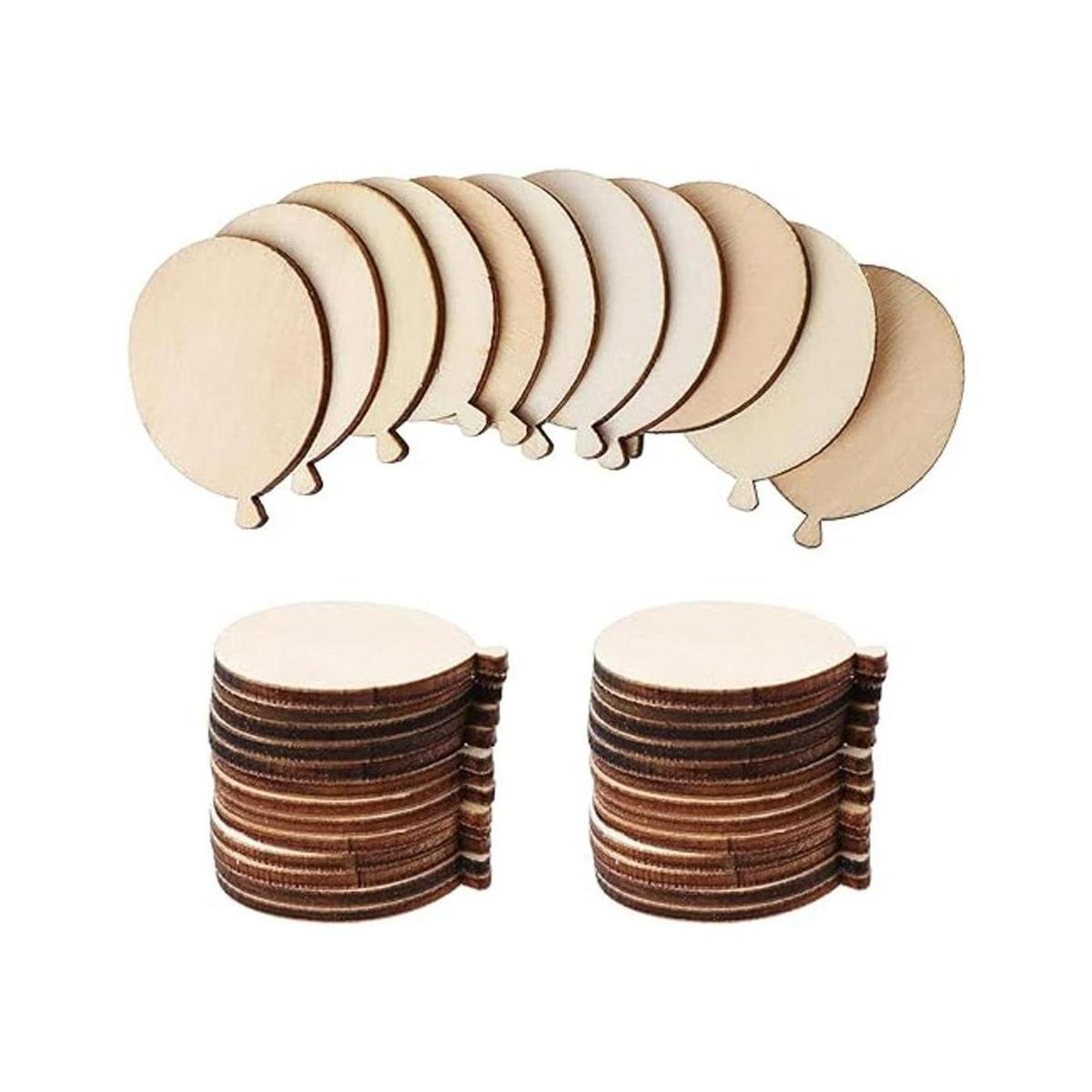 Creaides 50 piezas mini globos de madera DIY recortes de