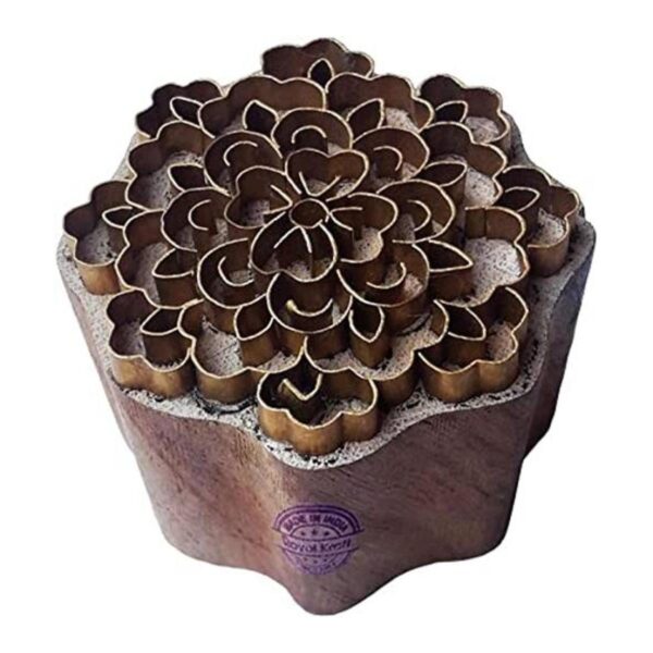 Popular bloque de madera latón diseños florales arcilla_1