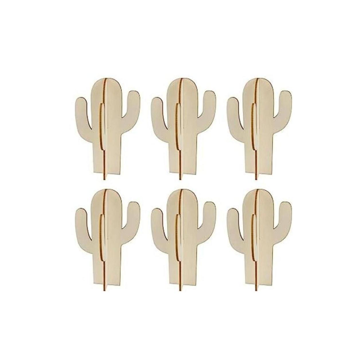 Creaides Adornos de madera de cactus para manualidades