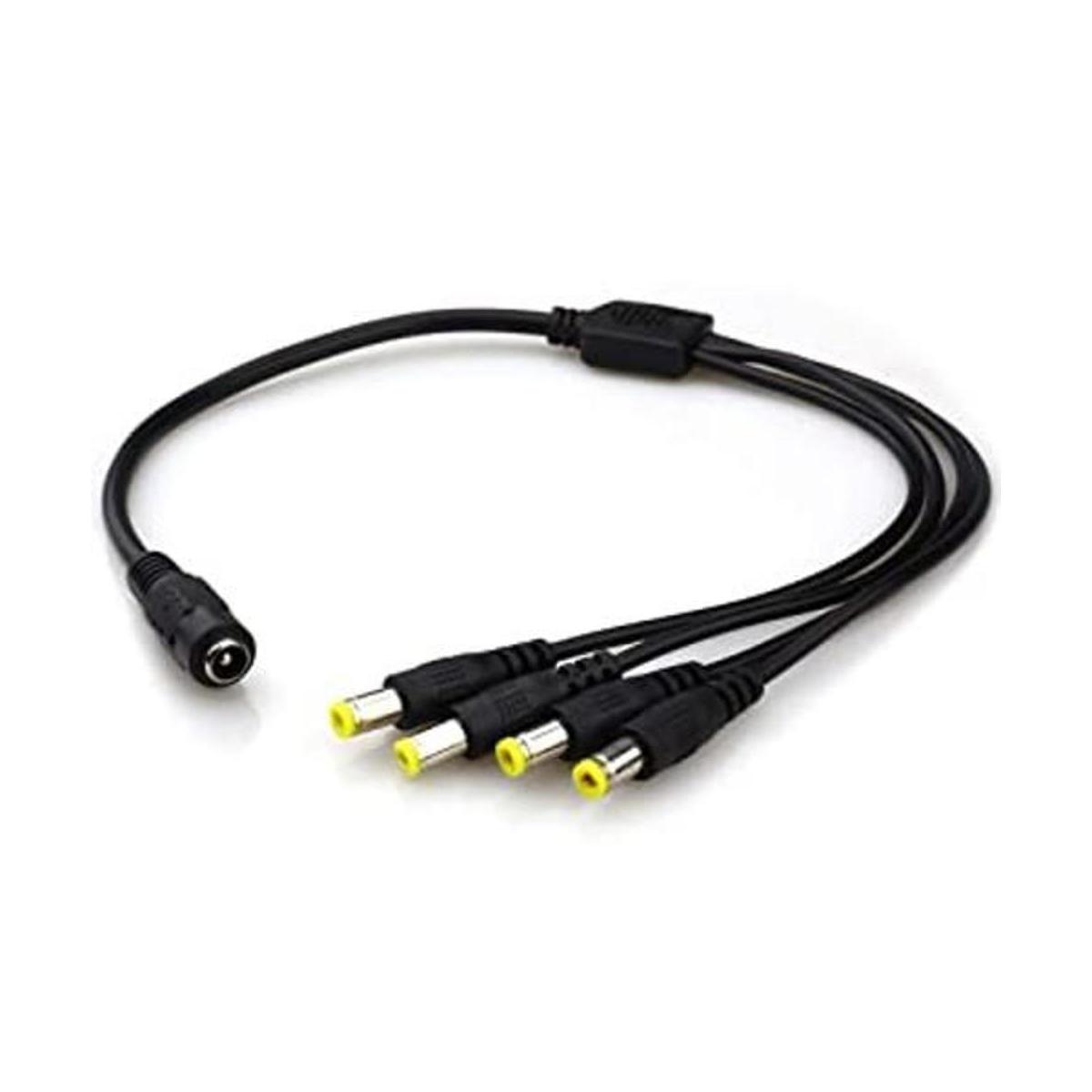 Cable de alimentación CC negro 1 hembra a 4 machos 0.217