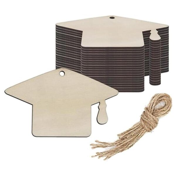 Grad Cap adornos colgantes de madera de graduación en