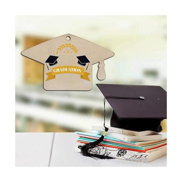 Grad Cap adornos colgantes de madera de graduación en