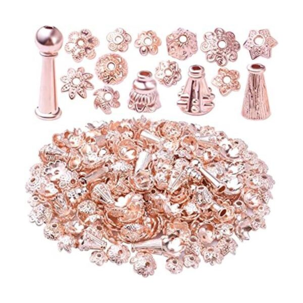 3.53 oz de oro rosa con estilos mixtos tapas de cuentas