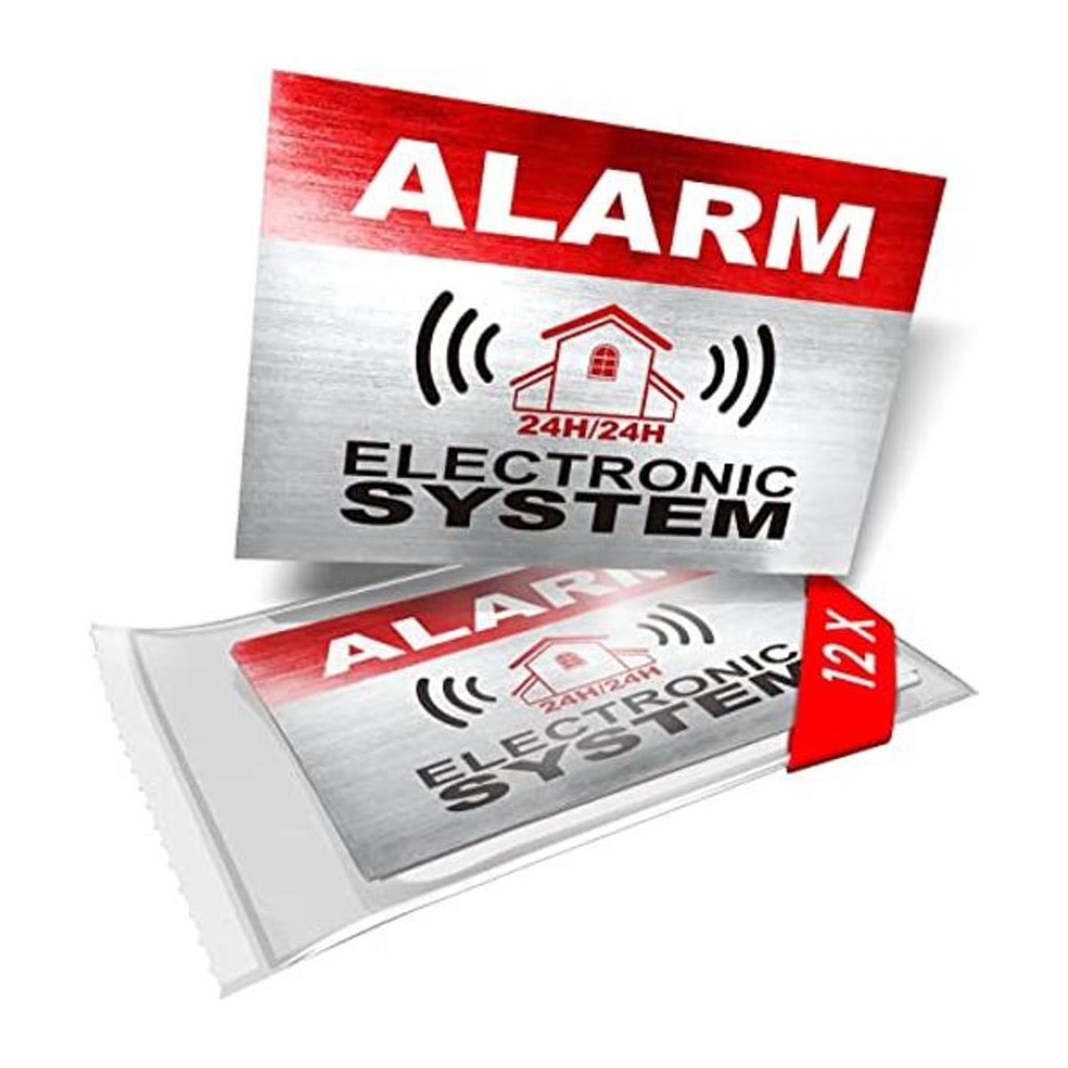 12 pegatinas de advertencia de alarma de seguridad