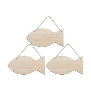 Creaides Adornos de madera con forma de pescado para