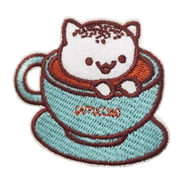 Catpuccino Máscara de café bordada con plancha diseño de_1