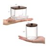 Tbestmax Qtips Contenedor de baño con tapas de madera