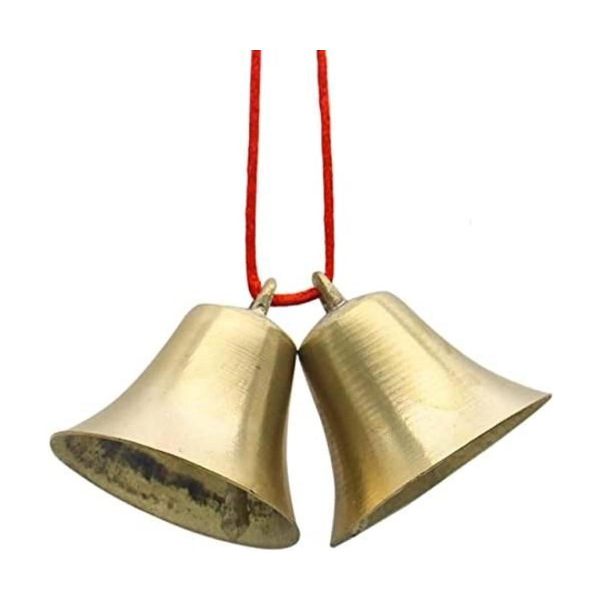 Paquete de 2 campanas colgantes de latón estilo vintage de