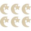 Creaides 20pcs Luna Estrella Madera DIY Recortes de Madera_1