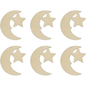 Creaides 20pcs Luna Estrella Madera DIY Recortes de Madera_1