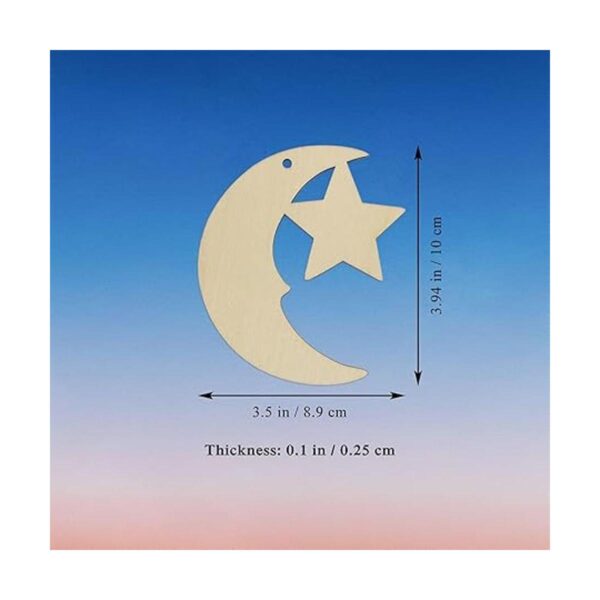 Creaides 20pcs Luna Estrella Madera DIY Recortes de Madera_2