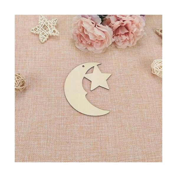Creaides 20pcs Luna Estrella Madera DIY Recortes de Madera_3