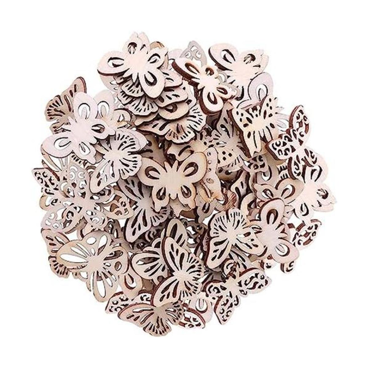 100pcs Mini Mariposa en Forma de Madera DIY Recorte