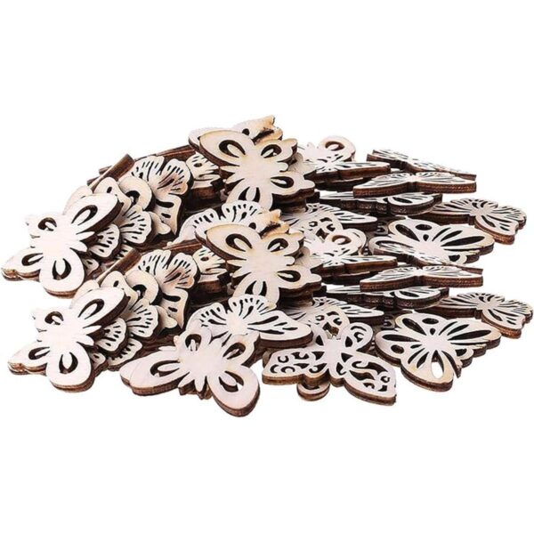 100pcs Mini Mariposa en Forma de Madera DIY Recorte