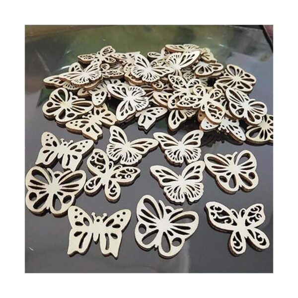 100pcs Mini Mariposa en Forma de Madera DIY Recorte